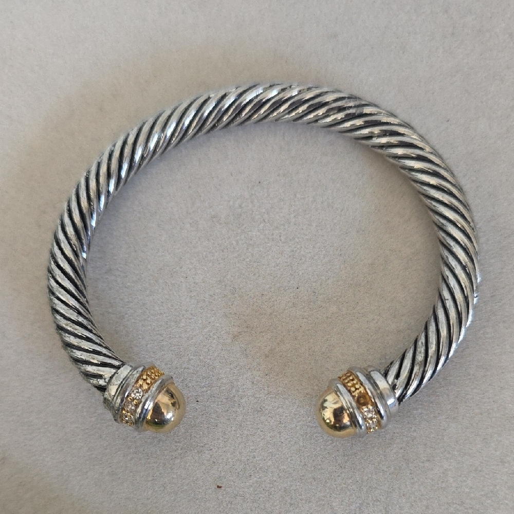 Silve Steel Cable Bracelet Split Opening For Slip On Style - Picture 3 of 10